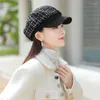 Stingy Brim Satts 2023 Fashion Women Berets Осень зимние восьмиугольные кепки Стильные художники Хипель