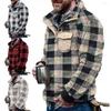 남자 후드 겨울 양털 스웨터 플러스 사이즈 남자 스웨트 셔츠 격자 무늬 껍질 풀러 느슨한 따뜻한 스트리트웨어 스웨터 재킷