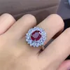 Anéis de cluster Anel de rubi natural para noivado 0.4ct SI grau prata sólida 925 Jewerlry designer de jóias de luxo