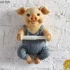 Toalettpappershållare Piggy Roll Holder Harts Simple Style Paper Handduk Dispenser Toalett Badrumshylla Holder Hook Punch -Gratis badrumsdekoration 231124