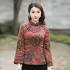 Ethnische Kleidung Cheongsam Frauen Tang Kostüm Tops 2023Winter Baumwollmischung Drucke Spleißen Verdickung Warme Chinesische Art Qipao Retro Shirts W