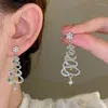 Stud Earrings Vintage Zircon Christmas Tree For Women Temperament Rhinestone Tassel Drop Earring Party Jewelry Gifts