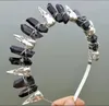 Pinces à cheveux véritable obsidienne cristal Quartz croissant de lune bandeau Drusy mariée musulmane couronne sorcière Divination Cosplay diadème peigne accessoire