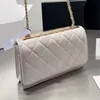 Diseñador Mujer 19 Moda WOC Bolsa acolchada Bolsa Francia Marca de lujo Piel de cordero Solapa de cuero Monedero Bolso cruzado Señora Cadena de oro Correa Bolsas de hombro 20 cm