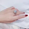 Bröllopsringar drlove lyximitation pärla för kvinnor lysande cz silver färg temperament eleganta kvinnliga tillbehör smycken