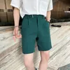 Mäns shorts koreansk stil sommar rak kostym shorts för män kläder enkel smal fit affär formell slitage andas kort homme s-3xl 230424