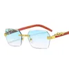 Lunettes de soleil Zly 2023 Fashion Hexagonal Hommes Femmes Luxe Léopard Cadre en bois Dégradés Résine Lentille Tendance Lunettes de soleil UV400