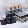 Bakvormen Bakmods 4/6/8 Grid Ice Tray Mold Box Herbruikbare Sile Cube met verwijderbaar deksel Diy Drop Delivery Home Garden Kitchen, Di Dhwik