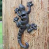 Preto europeu vintage casa jardim ferro fundido gecko parede lagarto estatuetas barra decoração de parede metal estátuas animais escultura artesanal 21290w