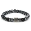 Bijoux Noir Hématite Perlé Brins Pierre Lave Rock Bracelets Alliage Plaqué Or Sier Skl Lion Hibou Pour Femmes Hommes Bracelet Drop Deli Dh5Ul