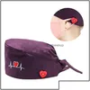 Beanie/Skull Caps Beanie/Skl Caps broderi Beanie Heart Form Cotton Justerbar sjuksköterska Surgiska kvinnor Veterinary Pet Shop Scrub Hat D DHFQA