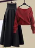 Robe de deux pièces 2023 Automne Hiver Jupe Ensembles pour femmes Tenues Coréen Casual Knitwears Pull Pull et jupes taille haute 231124