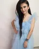 Women's Sleepwear V-Neck Fluffy Dress For Women Baby Blue Robe Gown Maternity Poshoot Long Maxi Boudoir Party Sleeveless