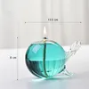 Candelabros de vidrio recargables, líquido, pequeño, soplado a mano, lámparas de aceite transparentes, ballena decorativa