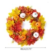 装飾的な花15秋の花輪秋カボチャの松ぼっくりベリー付き人工感謝祭