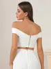 Canotte da donna HQBORY Moda Vintage Qualità Fasciatura Bianco Crop Top Donna Party con spalle scoperte Criss Cross Backless Camis Maxi Super Mini