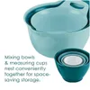 Bakning av konditoriverktyg Rachael Ray Mix och mät Melamine Mixing Bowl Measuring Cup Nylon redskap 10 -stycken ljusblå Teal Drop Del DH3GI