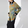 Kvinnors tvåbitar byxor Miyake Model Fall Suit Retro Print Casual Shirt T-shirt PLEATED ENKEL RACH TWO-PEEECH SET