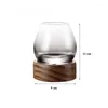 Vinglas med hemdrickware tumbler whisky glas med trähållare för sprit bourbon 350 ml blyfri kopp