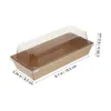 Ta ut containrar Rektangulära Kraft Paper Sandwich Wrapping Boxes Cake Bread Snack Bakery Packing Box med plastklara lock