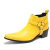 Cowboy Yellow Men's Boots High Heels 6,5 cm Spiczasty palce skórzane buty dla mężczyzn Business/Party, duży rozmiar 37-47