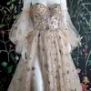 Wedding Dress Star paljett avtagbara ärmar a-line älskling hals klänning hög slits rygglös tåg anpassade vestidos de