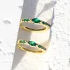 Brincos de argolas clipe de ouro para mulheres marinho verde cz zircon ouvido manguito feminino 2023 jóias de moda atacado