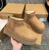 Ultra mini bota moda windtight australiana mulheres neve marrom botas de inverno senhoras plataforma pele camurça lã de pele carneiro tornozelo botas