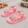 First Walkers Children's Sandals Girls Flats Princess Flower Kids Baby Summer Shoes 2136 Beige Pink Soft Footwear 230424