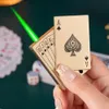Antorcha de chorro Llama verde Encendedor de póquer Recargable Poker Playin Card Deck Encendedor de cigarrillos Antorcha de chorro Juguete divertido Accesorios para fumar Regalo