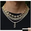 Hänge halsband hänger halsband guld sier az bokstäver som första mikro bokstav charm för män kvinnor med 24 tum rep kedja2891677 j dhkxe