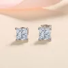 Studörhängen D Color Square 925 Sterling Silver Earring 0.6CT 1CT 2CT Moissanite For Women Wedding Engagement Smycken