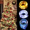 Andra evenemangsfestleveranser Ribbon Fairy Light Christmull Decoration Tree Ornaments for Home Bows String Lights Navidad Natal Year 230422