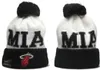 Fashion- Miami''Heat''Beanie Knitted Hats Sports Teams Baseball Football Basketball Beanies Caps Women& Men Pom Fashion Winter Top Caps Sport Knit Hats a0