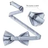 Bow Ties Hi-Tie Solid Violet Lilac Men Tie Hankerchief Cufflink Pre-tied Silk Butterfly Knot Bowtie For Male Business Party Wholesale