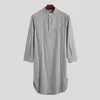 Vêtements de nuit pour hommes Musulmans Vêtements Islam Robes Mode Kaftan Pakistan Caftan Arabie Saoudite Thobe Marocain Dubaï Musulman Boutonné Solide