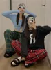 Womens Pants Capris QWEEK Korean Fashion Red Plaid Women Y2K Vintage Green Oversized Wide Leg Checkered Trousers Harajuku Jogging Sweatpants 231123