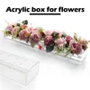 Vases Clear Acrylic Flower Rectangular Vase For Dining Table Wedding Decoration Rose Gift Box with Light 1Pcs 230422