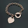 Mode Pulseira acier inoxydable amour T Bracelet Bracelet plaqué or Rose coeur pour toujours amour étiquette Bracelet bijoux pour femmes 9EQZ