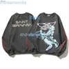 Mens Hoodies Sweatshirts Saint Mixxxxx Hajime Sorayama Handmade Vintage Style Round Neck Sweater for Men and Women C5zx Kzf6