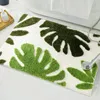 Tapetes Folha verde retangular tufado tapete de banho planta cozinha banheiro sofá sala de estar piso fofo cluster tufting