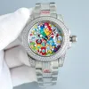 ダイヤモンドメンズウォッチブルーダイヤル8215ムーブメントローマ数自動機械モントレデュルスステンレス鋼ストラップファッション腕時計