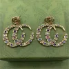 new Chandelier fashion brand earring color diamond double G letter brass material personality Earrings women wedding party designer jewelry high quality with box