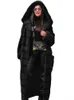 Frauen Wollmischungen Mantel Frauen Schwarz S-5XL Lange Dicke Wärme Mit Kapuze Nerz Pelz Jacke Herbst Winter Mode Rosa Streetwear Mantel kleidung 231123