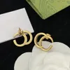 Klassisk stil dubbel bokstav studörhängen aretes orecchini guld silver mode enkel lyxdesigner örhängen gåva smycken hög kvalitet