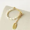 Cluster Ringe Französisch Einfache Retro Perlenkette Pull Anpassung Goldfarbe Mädchen Elegante Accessoires Mode Fingerschmuck Für Frau 230424