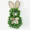 Decorative Flowers Easter Wreath For Front Door Green Leaves Burlap Bow Artificial Festive Ornaments Home Party Decorations