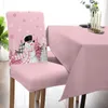 Stuhlhussen Weihnachten rosa Baum Schneemann Bezug Set Küche Stretch Spandex Sitz Schonbezug Home Decor Esszimmer