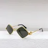 Lunettes de soleil en métal diamant petit cadre lunettes pour hommes 1213 personnalité de la mode style hip hop femmes 6 couleurs noir vert rose or