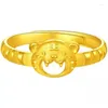 Ringos de cluster puro 999 24k Anel de ouro amarelo 3d Lucky Tiger for Man Woman Gift Year